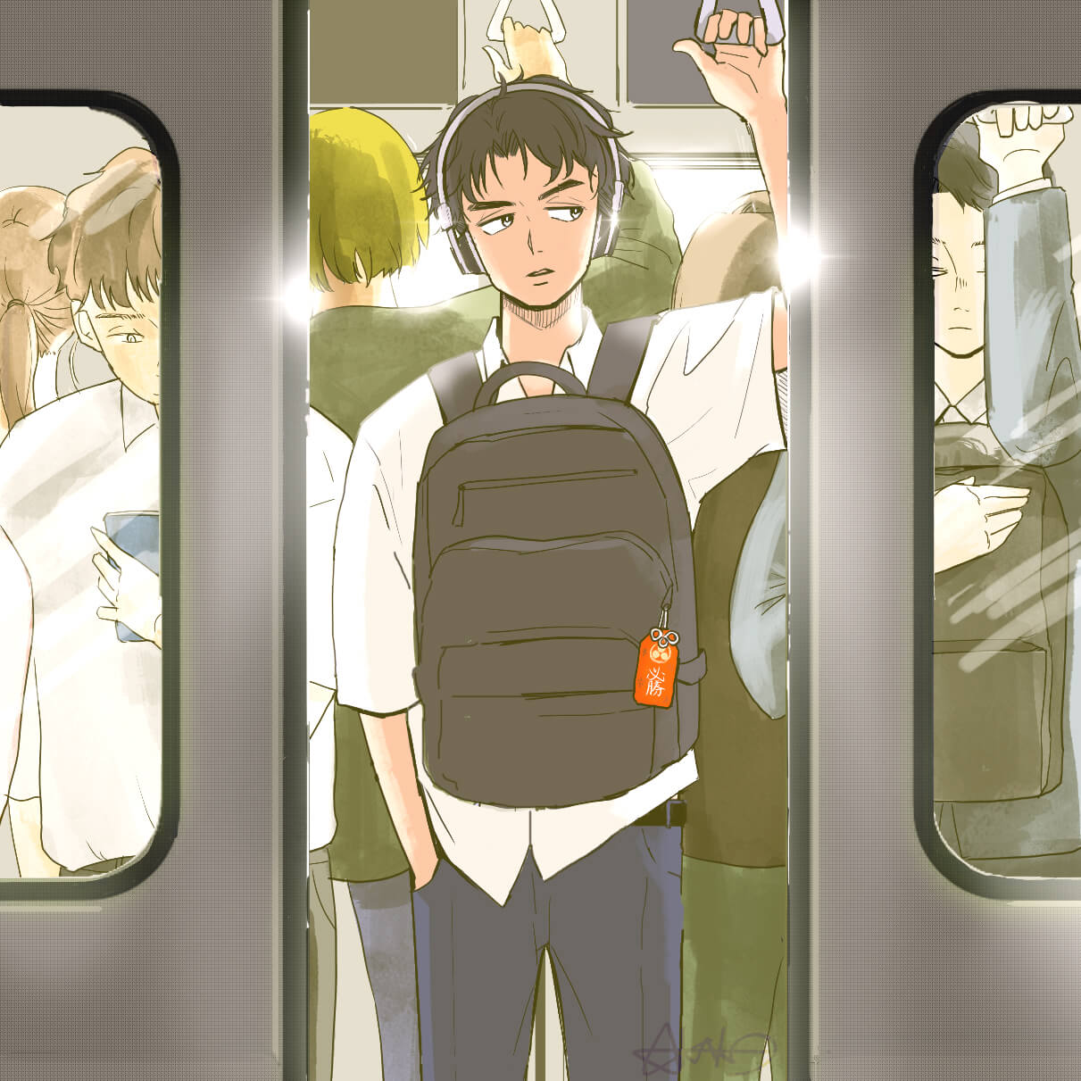 『通学電車』　Photoshop